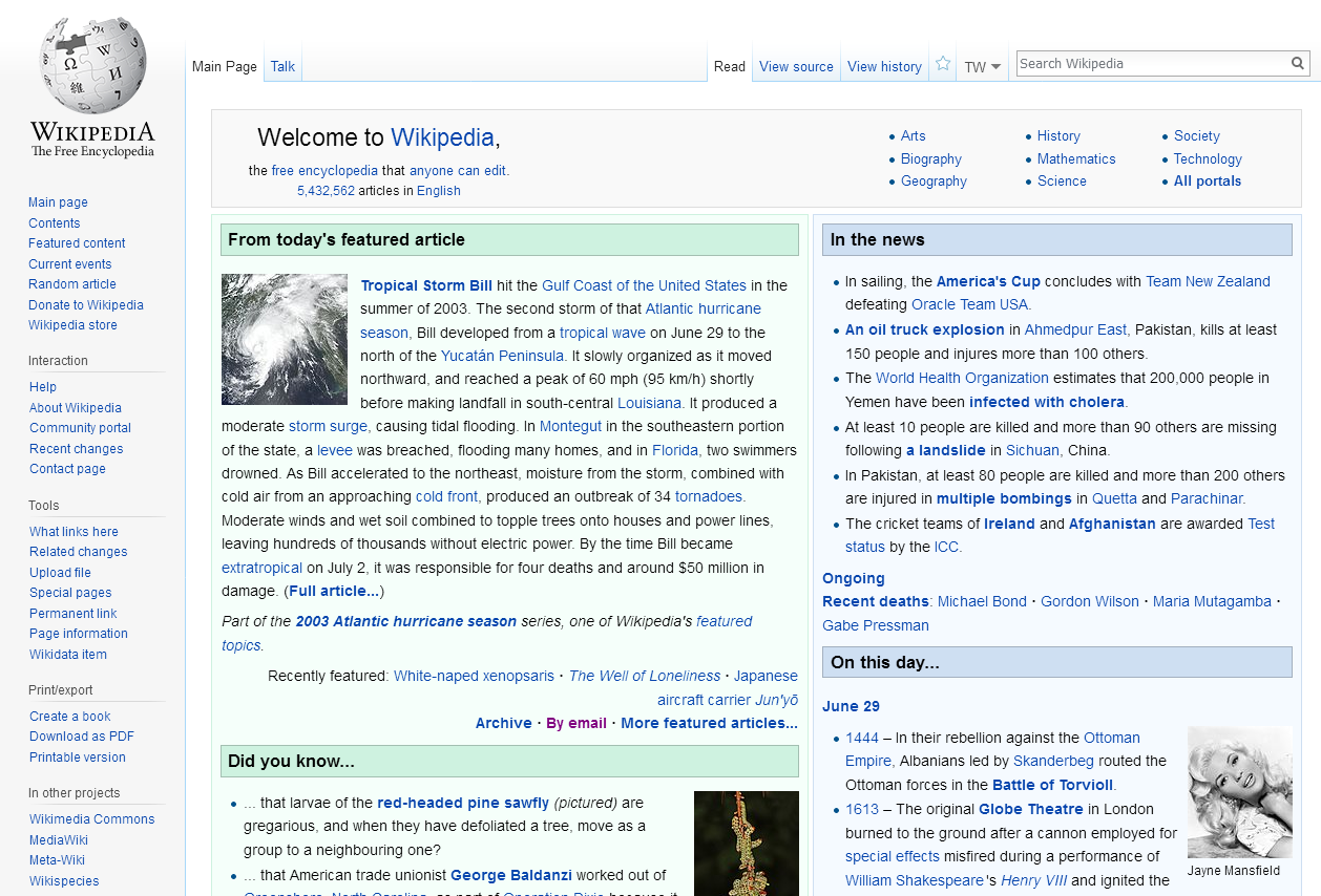 English Wikipedia 29 June2017